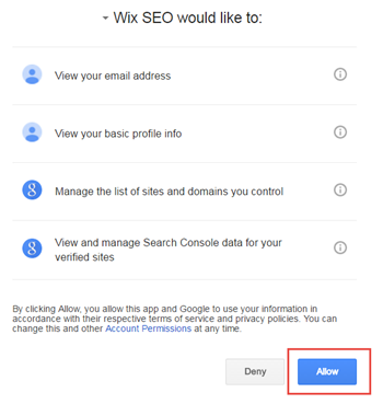 A screenshot of the Connect to Google permissions pop-up