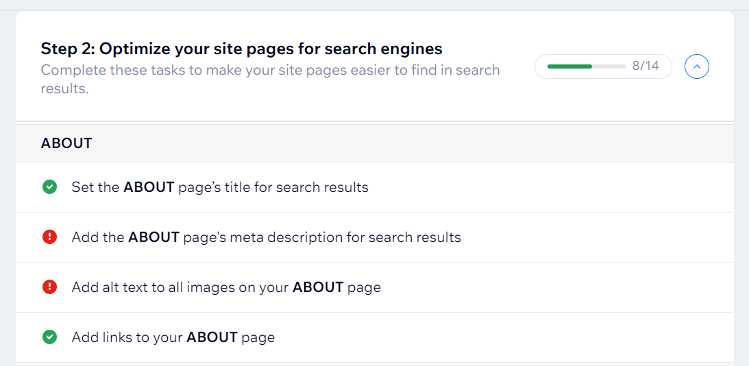 SEO 체크리스트의 대체 텍스트 누락 오류 예시 스크린샷