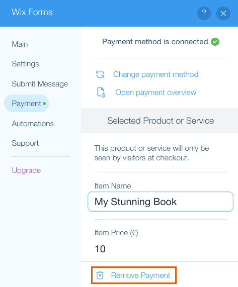 Wix Forms Removing A Payment Form Help Center Wix Com