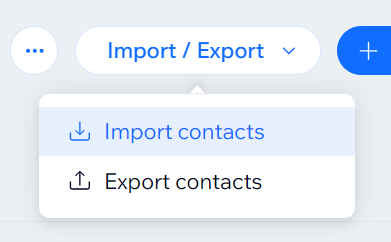 A screenshot of the import/export option from the Contacts page in the dashboard.