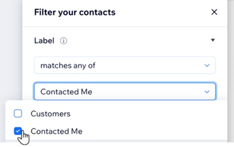 A screenshot of the contacted me label in the contacts panel.