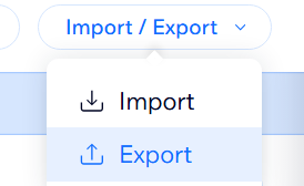 Uma captura de tela da opção importar/exportar na página Contatos no painel de controle.