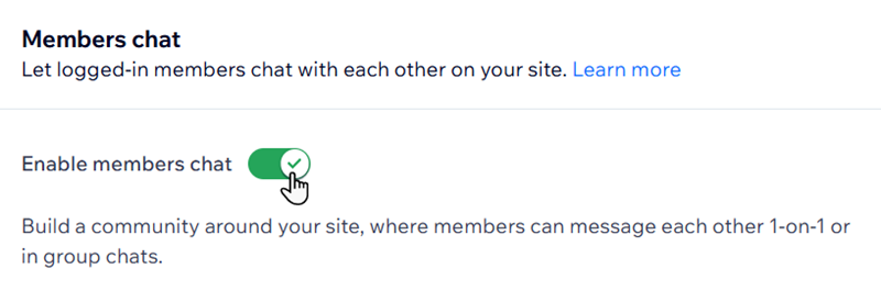 A screenshot of enabling members chat