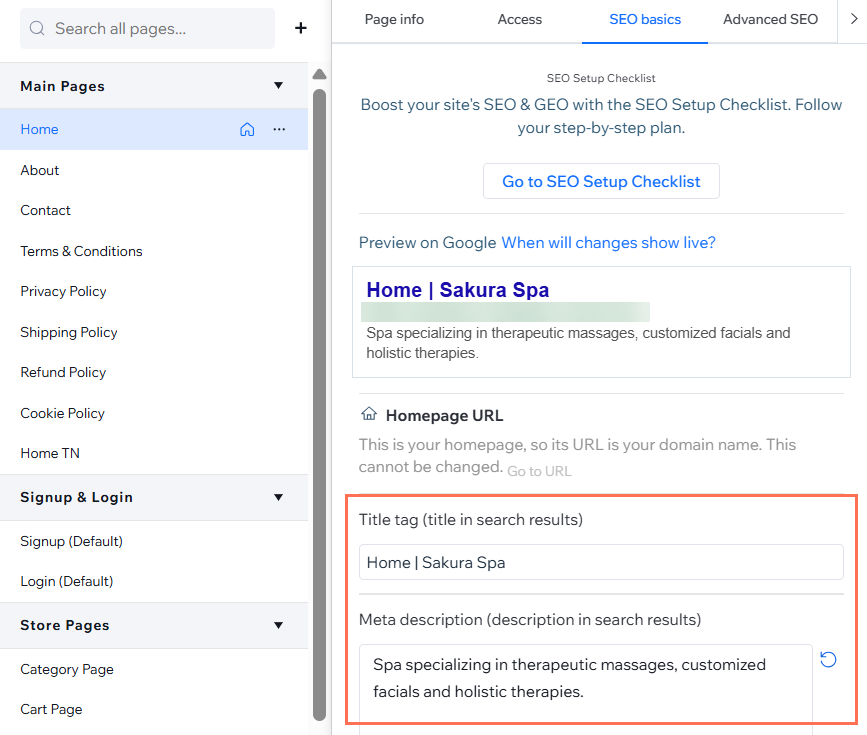 Customizing Your Page's SEO Settings in the SEO Panel | Help