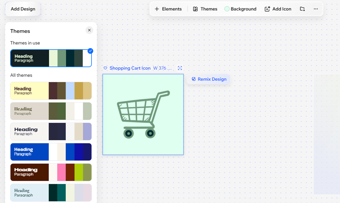 Wixel 아이콘 테마 옵션 스크린샷