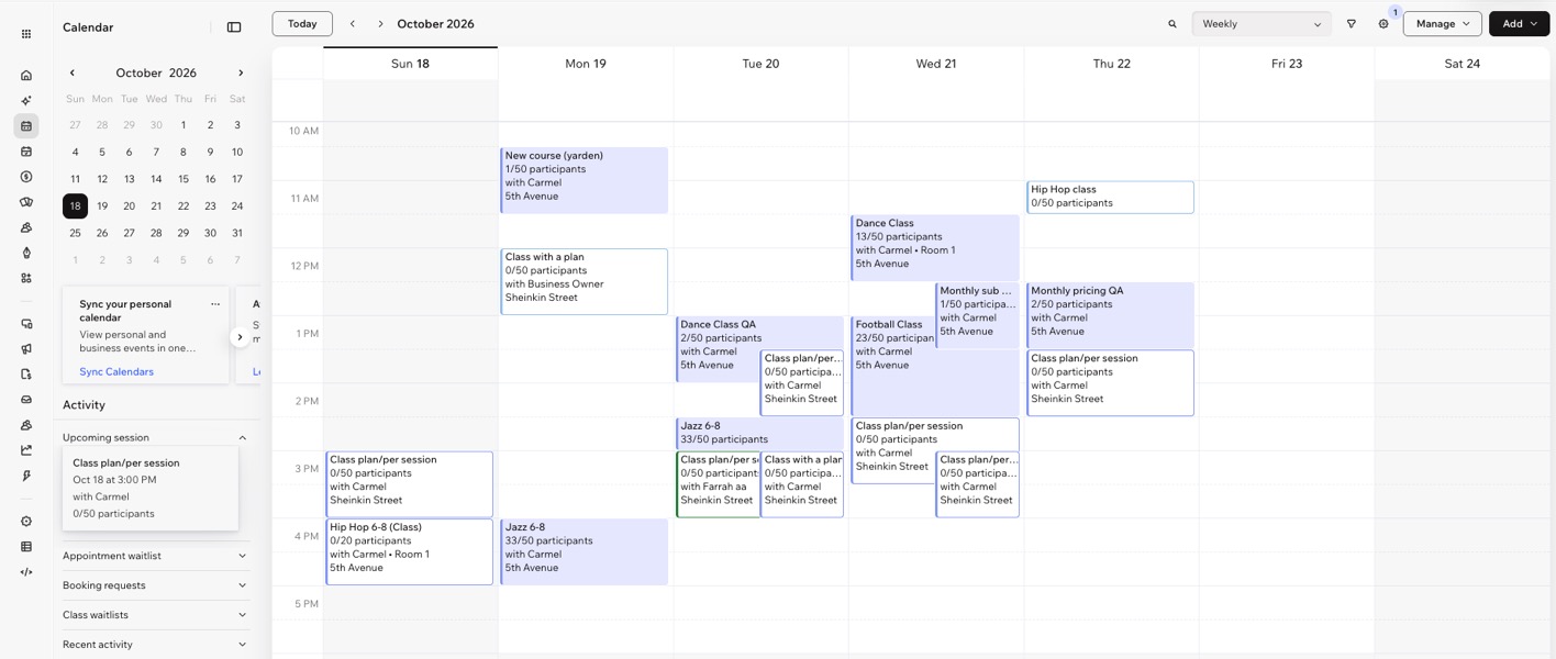 Uma captura de tela mostrando o calendário de agendamentos.