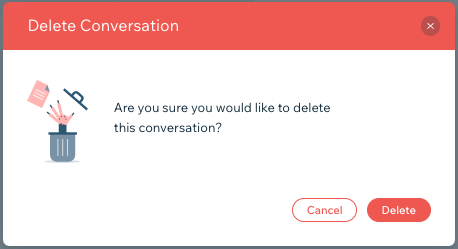 צילום מסך של החלון הקופץ Delete Conversation (מחיקת שיחה).