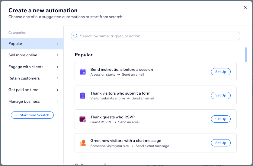 צילום מסך של מסך ה-Create a New Automation (יצירת אוטומציה חדשה).