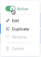 A screenshot of the toggle to activate or deactivate and automation.