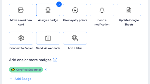 A screenshot of the an automation that is adding a badge.