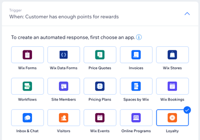 A screenshot of Loyalty selected as the automation trigger.