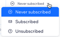 A screenshot of the drop-down to change a contact's subscription status.