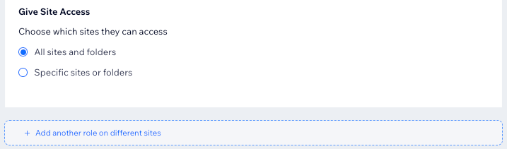 A screenshot of the Give Site Access section of the role page.