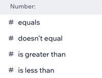 A screenshot of the available number operators.