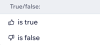 Uma captura de tela dos operadores true/false disponíveis.