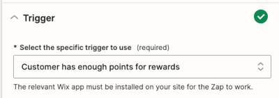 A screenshot of the Trigger section in Zapier.