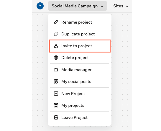 Ein Screenshot des Buttons „Zum Projekt einladen