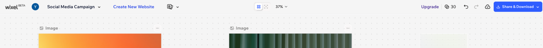Ein Screenshot der oberen Navigationsleiste in Wixel.