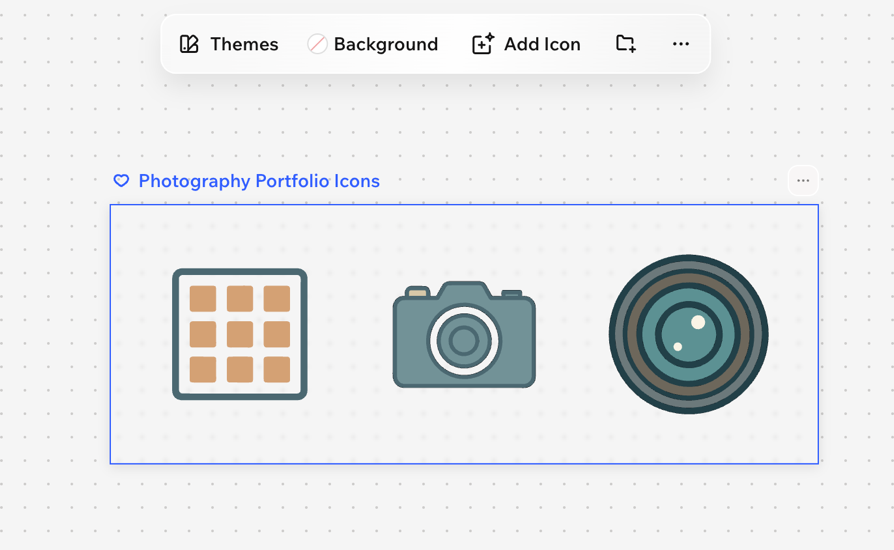 A screenshot of icons in a Wixel project.