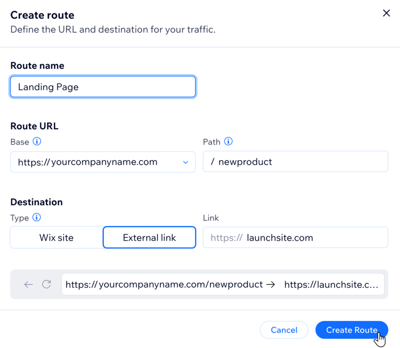 A screenshot showing how to create a new route.