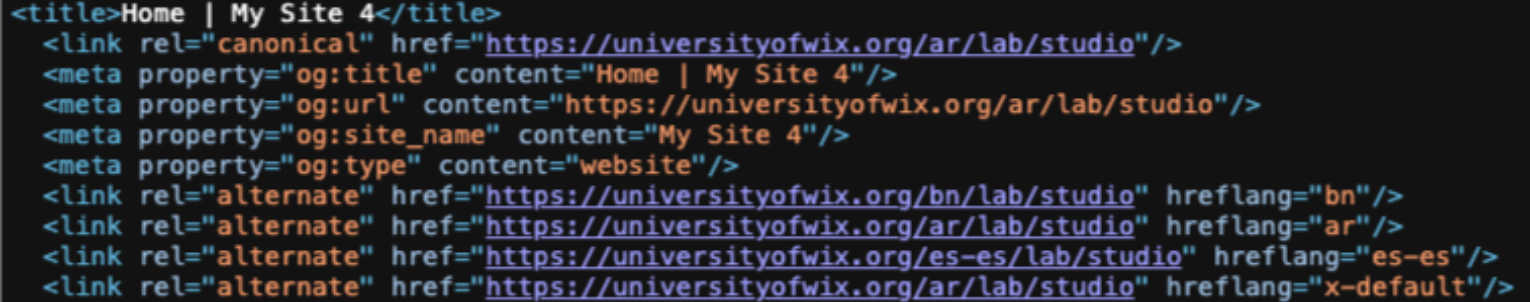 Screenshot displays the SEO information (visitor languages and locations) in the website metadata.