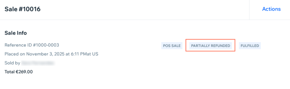 Screenshot of your order details, displaying that this order was partially refunded.
