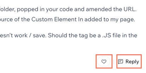 Screenshot of the options to react or reply to someone's reply to a topic.