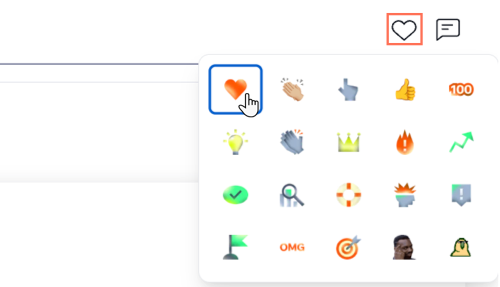Screenshot of selecting a reaction to a topic.