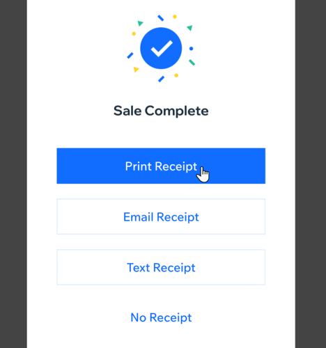 Screenshot of printing a receipt when making a sale with the POS Go.