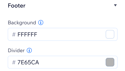 Een screenshot van de Voettekst-dropdown in het Betaalpagina-paneel.