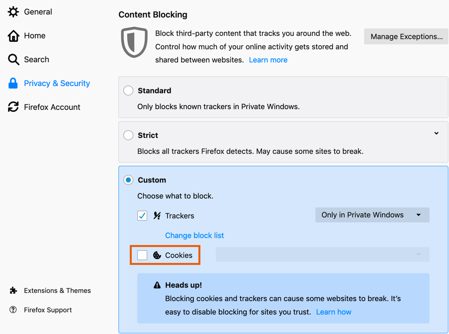enabling cookies in your browser help center wix com how to enable cookies in firefox