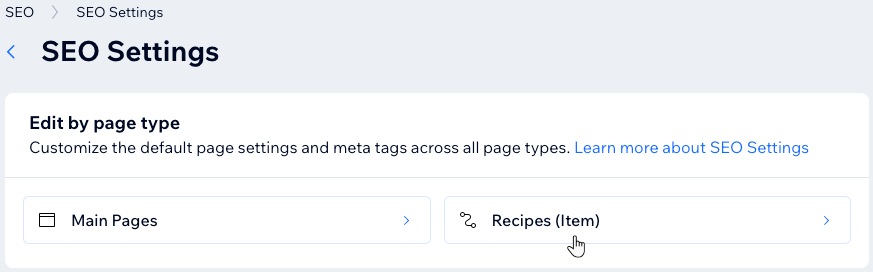 Screenshot of editing a dynamic item page's SEO settings.