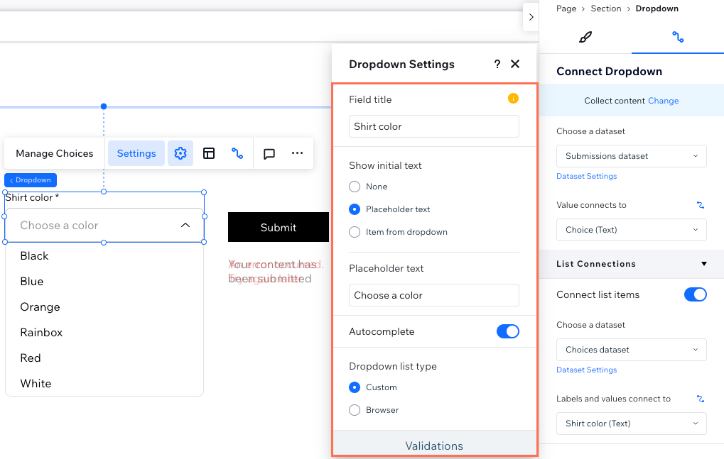 CMS Request: Allow the Dropdown Element to Link to Dynamic Pages