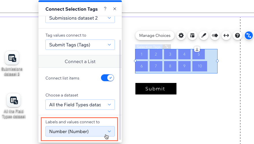 CMS Request: Connecting List Items in the Selection Tags Input