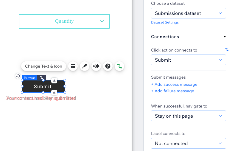 Screenshot of adding a submit button.