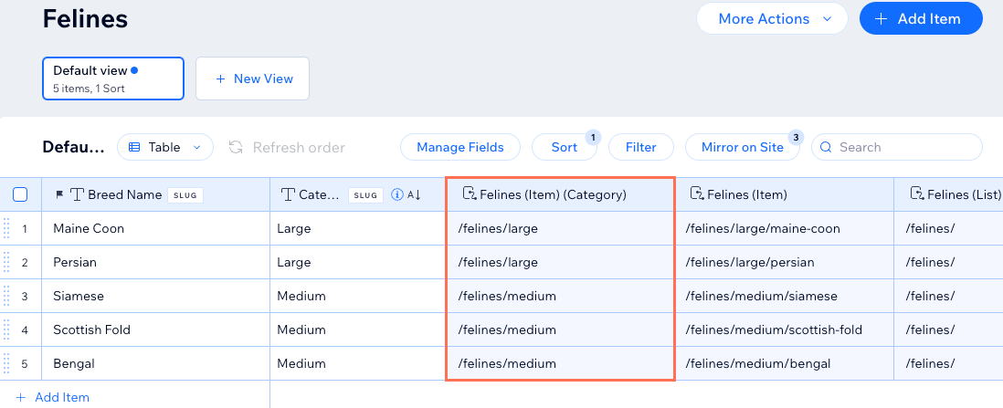 Screenshot of a Page Link field for a dynamic item page.