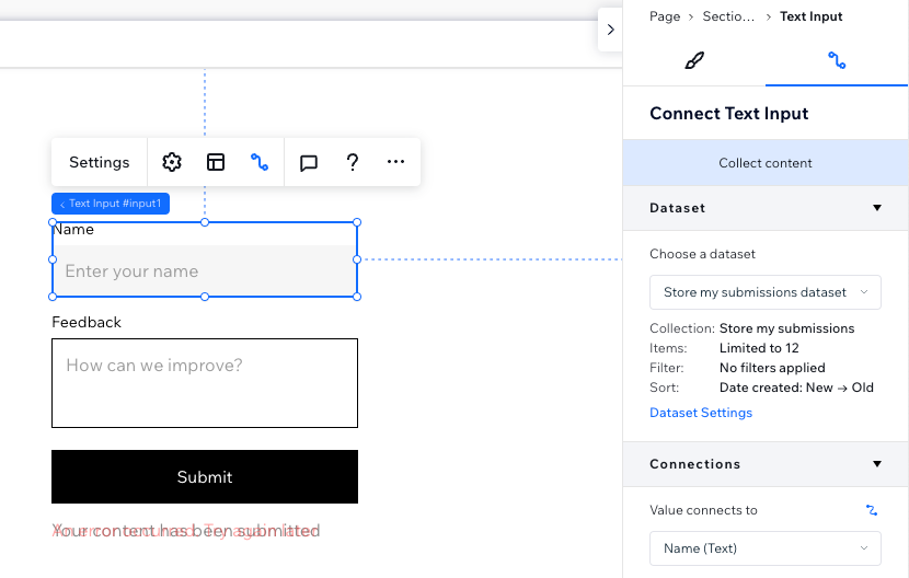 Screenshot of an example of text input elements and a submit button.