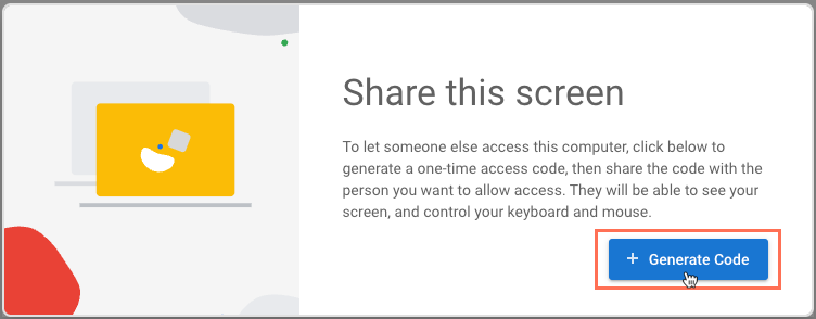 Captura de tela de um código sendo gerado para compartilhar com seu especialista.