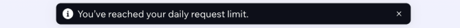 Screenshot of the message that appears when you've reached your daily chat limit and you try to create a new Wix Vibe site.