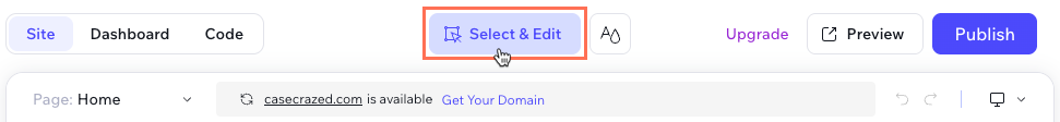 Screenshot of switching to edit mode in the Wix Vibe Editor.