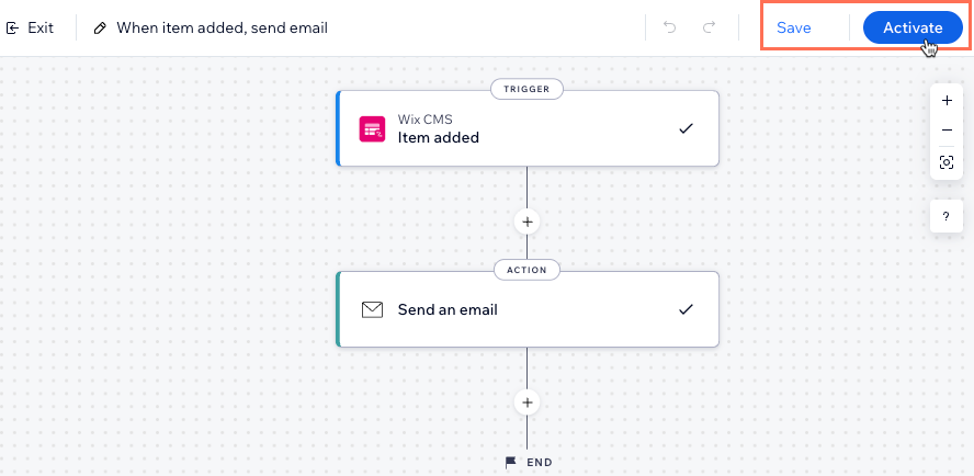 Screenshot of activating an automation.