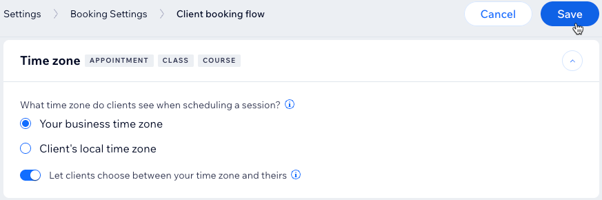 Captura de pantalla de los ajustes de la zona horaria.