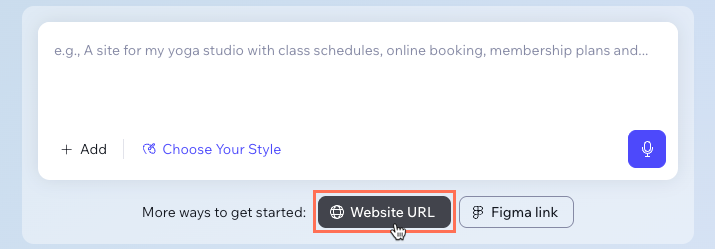 Screenshot of selecting the option to begin from a website URL.