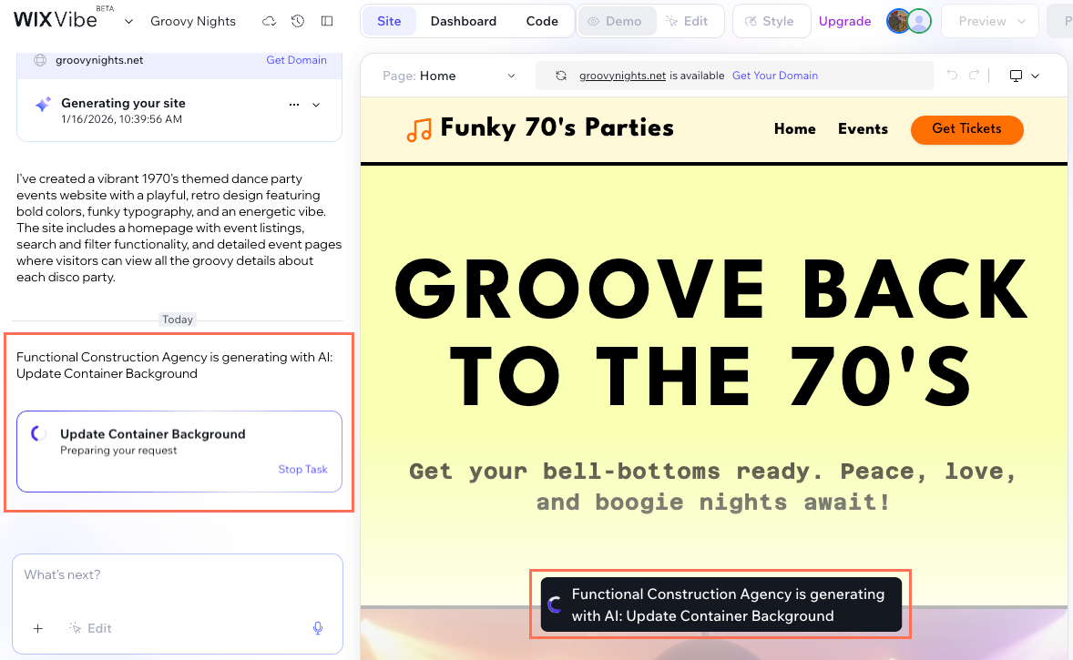 Screenshot showing what happens when a collaborator makes changes in the editor.