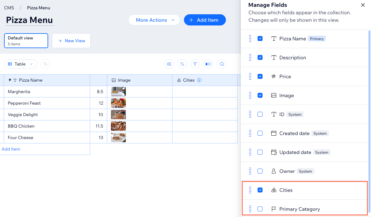 Screenshot showing a Category field and the hidden Primary Category field.