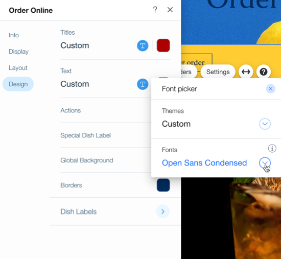 A screenshot of designing the orders app.