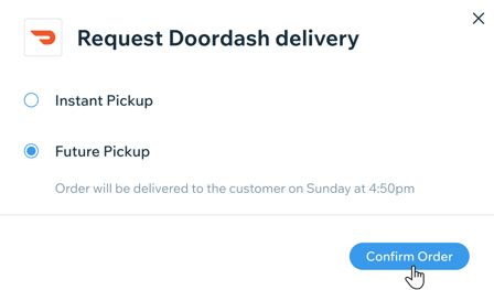 Accepting a future order with DoorDash