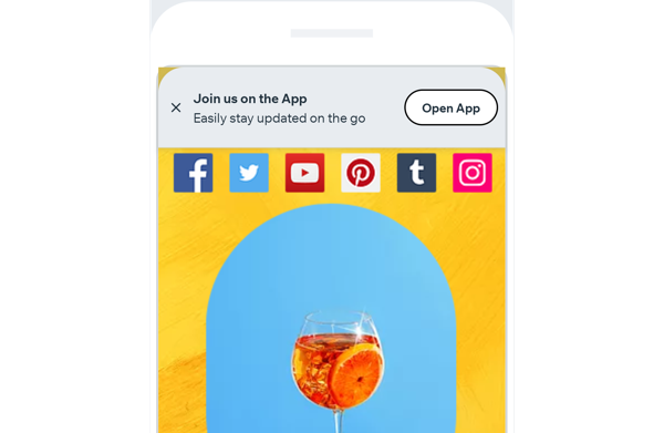 Rejoignez-nous sur la bannière de l'appli sur le site mobile du restaurant