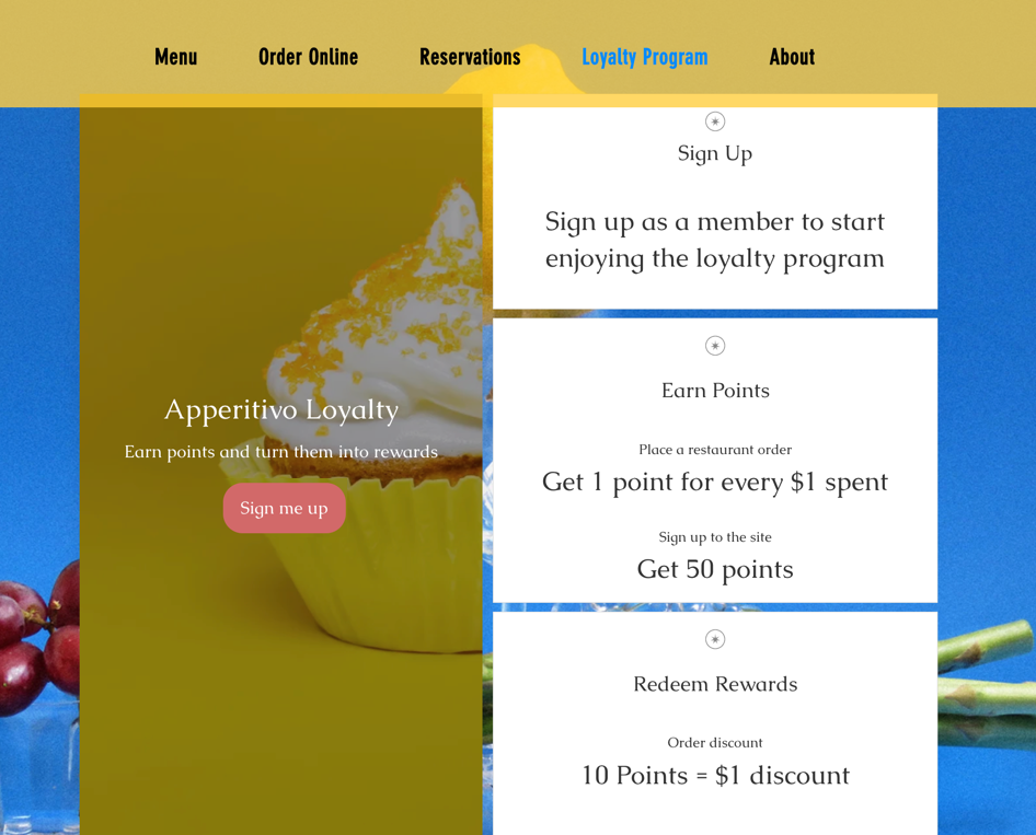 A screenshot of the loyalty page shown to customers on a live site.