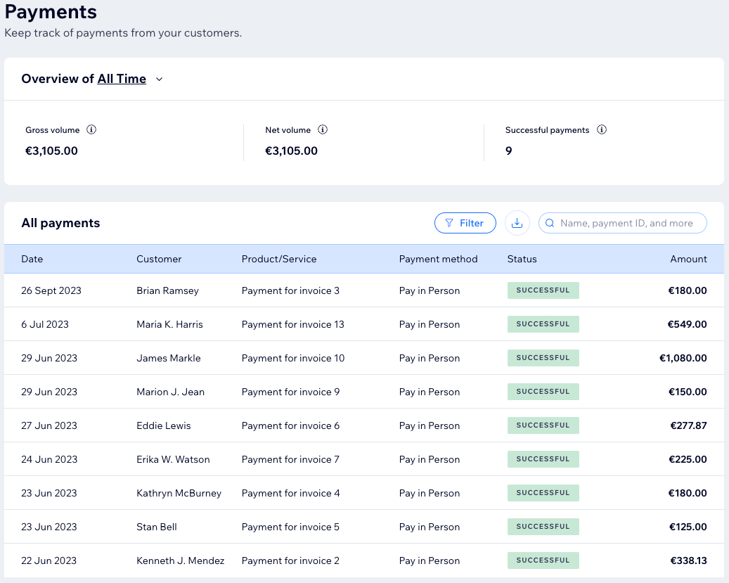 A screenshot of the Payments tab in your Partner dashboard.